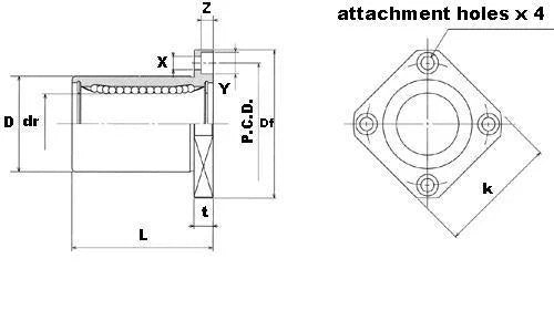 SWK64 NB 4 inch Ball Bushings Square Flange Linear Motion - VXB Ball Bearings