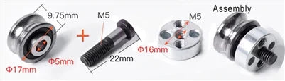 U Groove Ball Bearing + Fixing Screw Double Row Pulley SG15 + Eccentric Wheel - VXB Ball Bearings