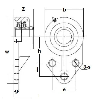 ZUCFB201-12m-PBT Flange Bracket 3 Bolt 12mm Zinc chromate Bearings - VXB Ball Bearings